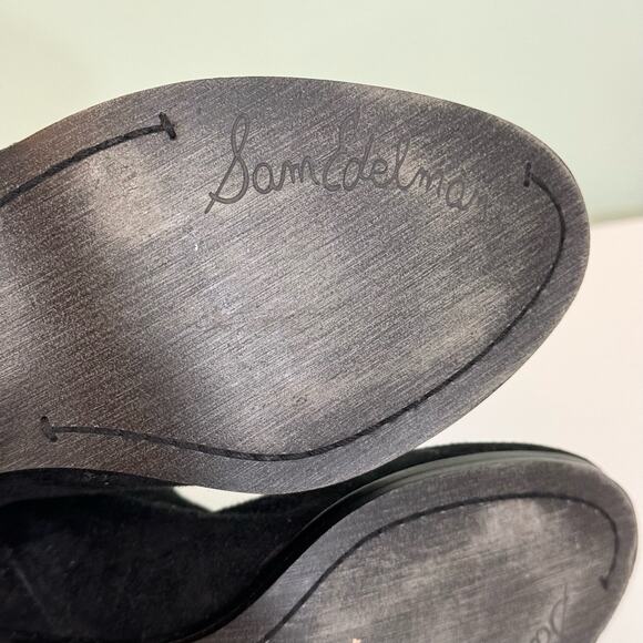 Sam Edelman Booties 7 Suede Leather Western Fringe Zip Ankle Cowboy Black - Picture 9 of 10